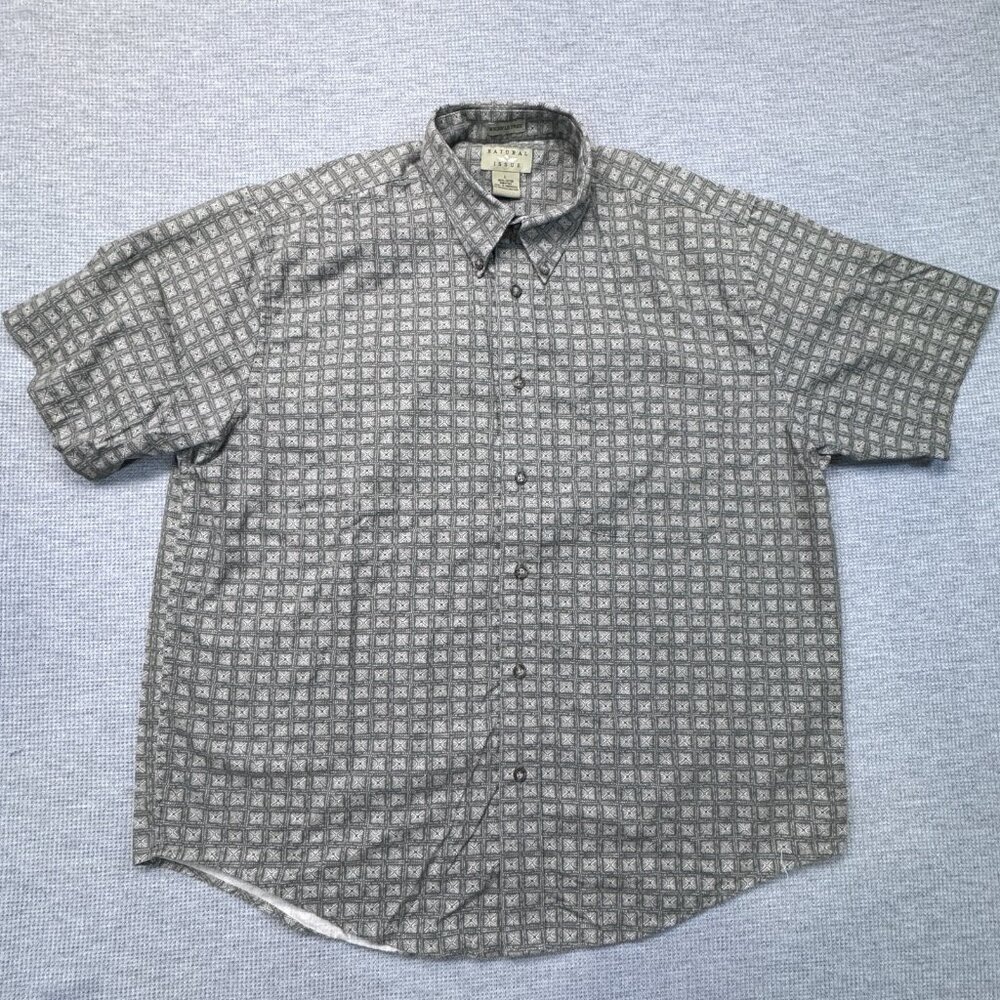 Natural Issue Mens Khaki Button Up Shirt Short Sleeve Wrinkle Free Cotton Size L